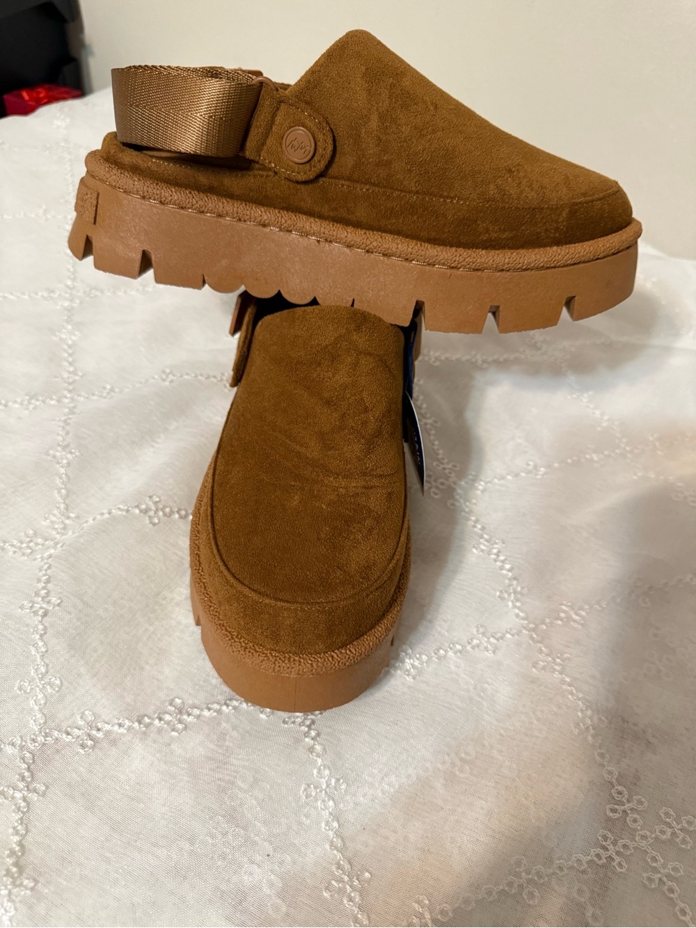 White Mountain Brown Suede Platform Slip-On Clogs